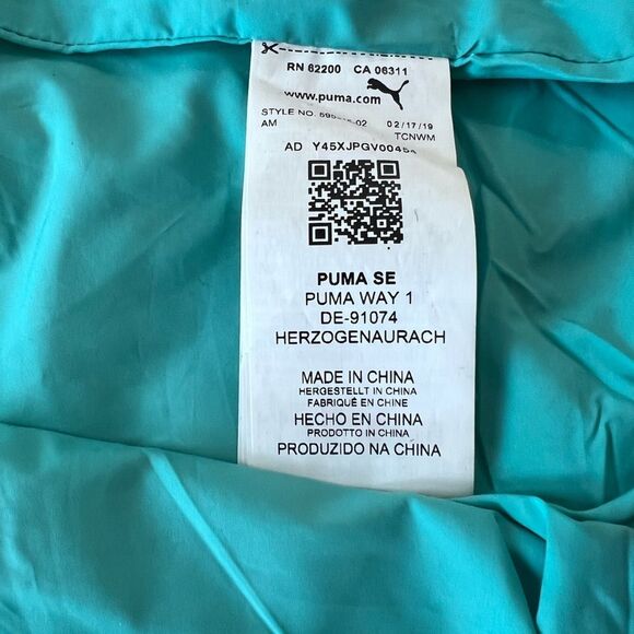 PUMA x RHUDE Plaid Longline Coach Coat Black White Check Turquoise Men's L NWT - Picture 7 of 12